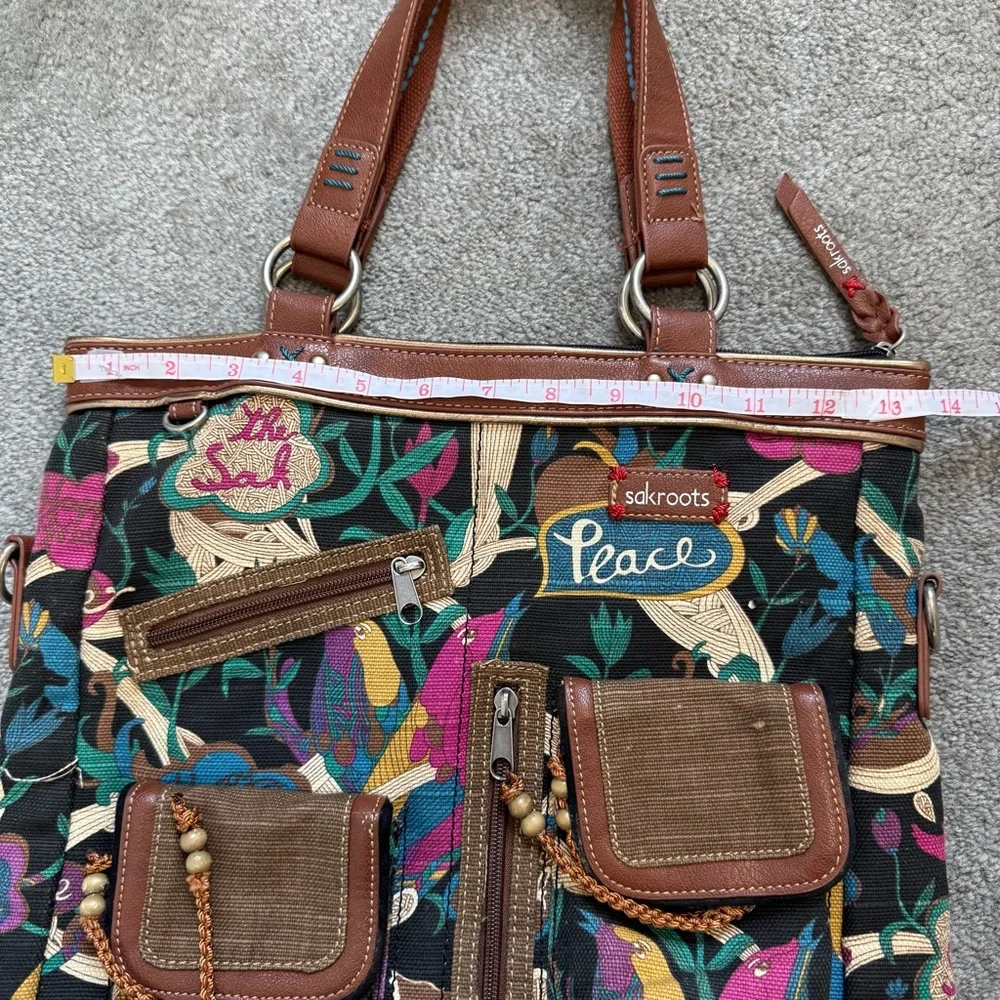 The Sak SAKROOTS Artist Circle Artillery Peace Nature Print Handbag Purse - Picture 11 of 12